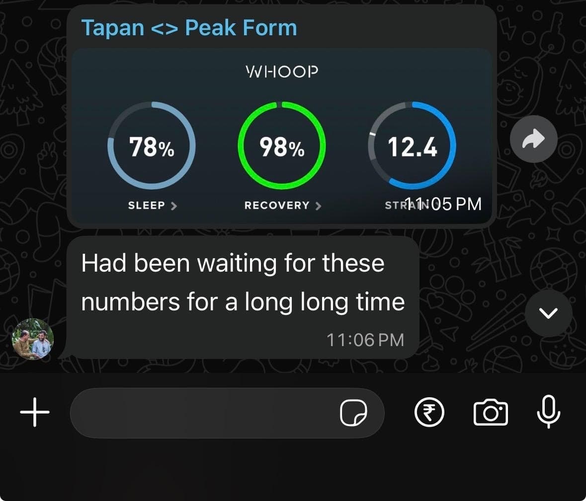 Tapan's Whoop recovery milestone