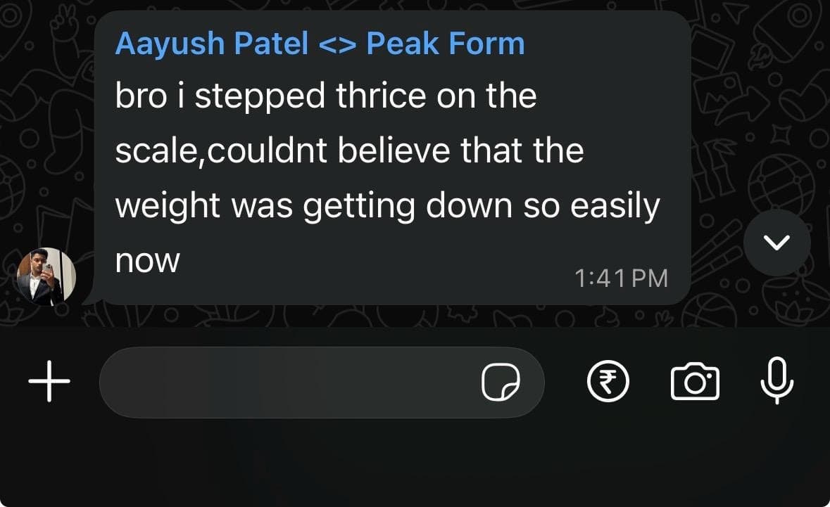 Aayush's weight-loss milestone